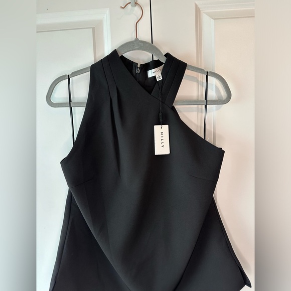 MILLY Preston Cady Assymetric Halter Top Black NWT (Size L) - Picture 3 of 10